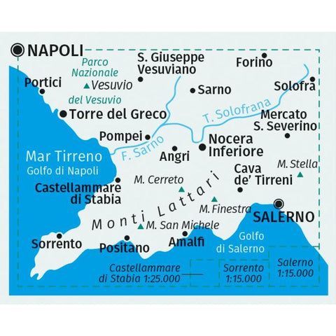 KOMPASS Wanderkarte 682 Penisola Sorrentina, Costiera Amalfitana, Vesuvio, Pompei, Salerno, Sorrento 1:50.000