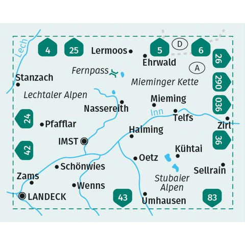 KOMPASS Wanderkarte 35 Imst, Telfs, Kühtai, Mieminger Kette 1:50.000