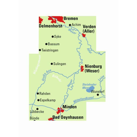 BVA ADFC Regionalkarte Bremen-Minden Mittelweser 1:75.000
