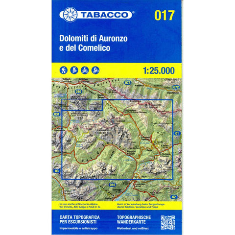 Tabacco Wandern Dolimiti di Auronzo 1:25000