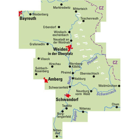 ADFC-Regionalkarte Traumhafte E-Bike-Touren im Oberpfälzer Wald, 1:75.000, mit Tagestourenvorschlägen, reiß- und wetterfest, GPS-Tracks-Download