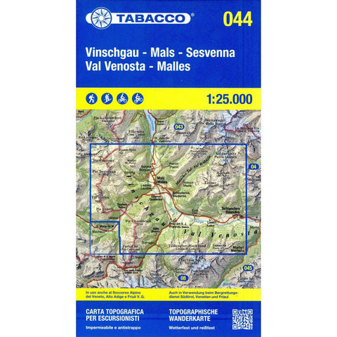 Tabacco Wandern Vinschgau-Mals-Sesvenna-Val Venosta-Malles 1:25000