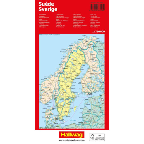Hallwag Strassenkarte Schweden 1:750.000