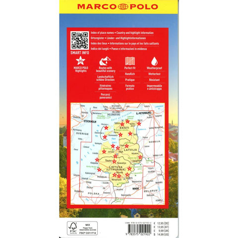 MARCO POLO Reisekarte Estland, Lettland, Litauen 1:750.000