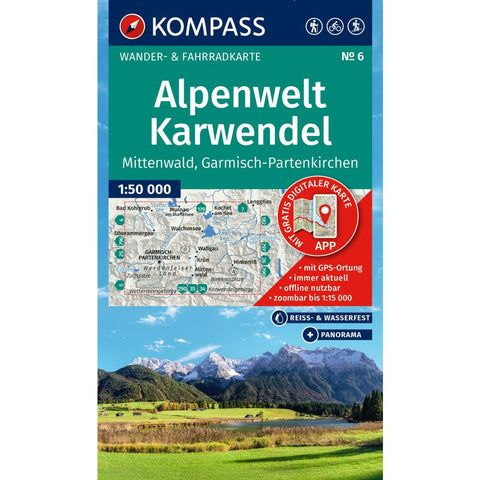 KOMPASS Wanderkarte 6 Alpenwelt Karwendel Mittenwald, Garmisch-Partenkirchen 1:50.000