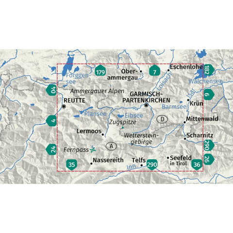 KOMPASS Wanderkarte 5 Wettersteingebirge, Zugspitzgebiet 1:50.000