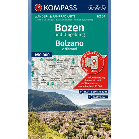 KOMPASS Wanderkarte 54 Bozen und Umgebung / Bolzano e dintorni 1:50.000