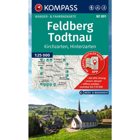 KOMPASS Wanderkarte 891 Feldberg, Todtnau, Kirchzarten, Hinterzarten 1:25.000
