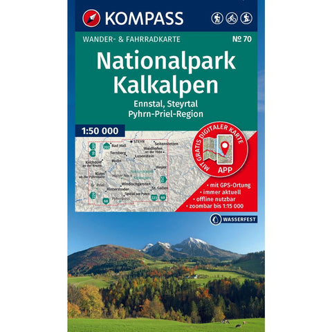 KOMPASS Wanderkarte 70 Nationalpark Kalkalpen, Ennstal, Steyrtal, Pyhrn-Priel-Region 1:50.000