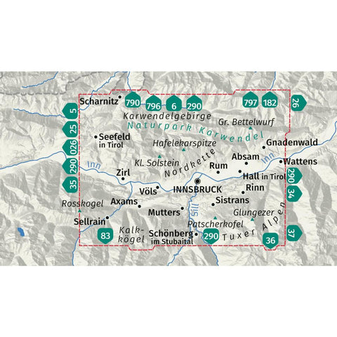 KOMPASS Wanderkarte 036 Innsbruck, Nordkette, Mittleres Inntal 1:35.000