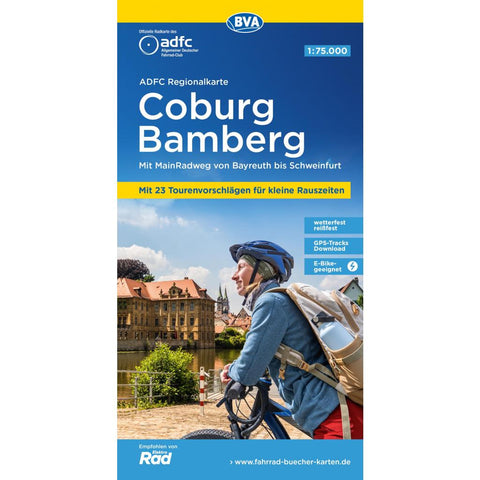 ADFC-Regionalkarte Coburg Bamberg, 1:75.000, mit Tagestourenvorschlägen, reiß- und wetterfest, E-Bike-geeignet, GPS-Tracks Download
