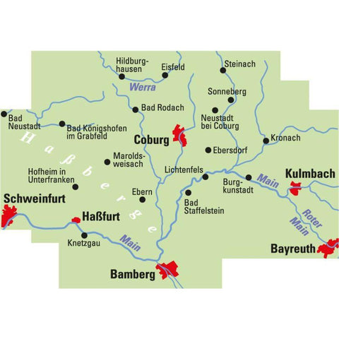 ADFC-Regionalkarte Coburg Bamberg, 1:75.000, mit Tagestourenvorschlägen, reiß- und wetterfest, E-Bike-geeignet, GPS-Tracks Download