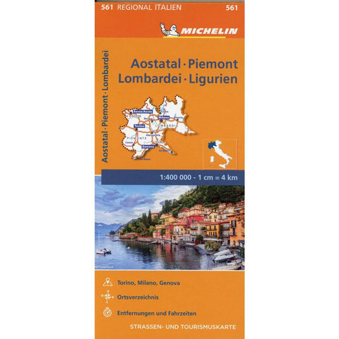 Michelin Aostatal, Piemont, Lombardei und Ligurien. Straßen- und Tourismuskarte 1:400.000