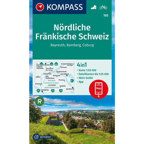 KOMPASS Wanderkarte 165 Nördliche Fränkische Schweiz, Bayreuth, Bamberg, Coburg 1:50.000