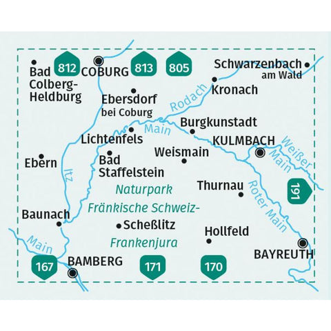 KOMPASS Wanderkarte 165 Nördliche Fränkische Schweiz, Bayreuth, Bamberg, Coburg 1:50.000