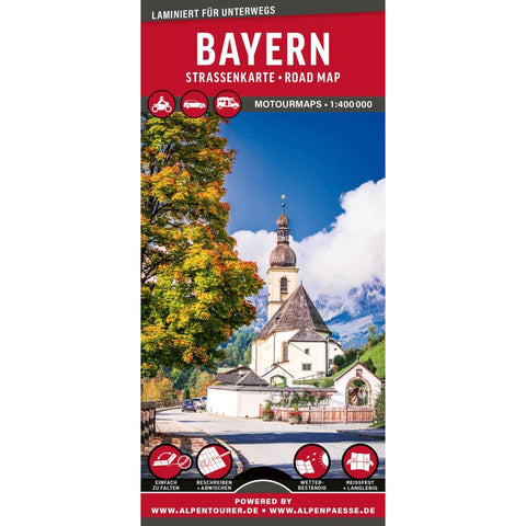 MoTourMaps Bayern Auto- und Motorradkarte 1:400.000