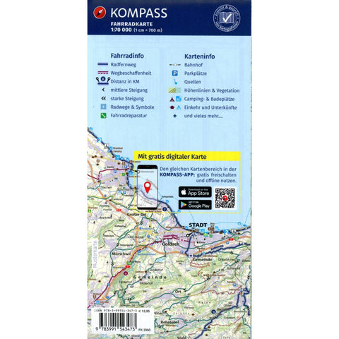 KOMPASS Fahrradkarte 3350 Füssen, Garmisch-Partenkirchen, Ammergau, Wettersteingebirge 1:70.000
