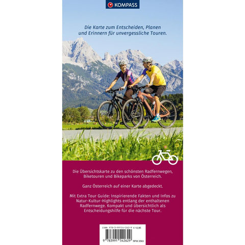 KOMPASS Radfernwegekarte Radfernwege & Biketouren Österreich - Übersichtskarte 1:300.000