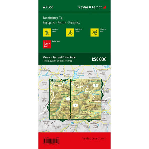 freytag & berndt Wanderkarte WK 352 Tannheimer Tal, Zugspitze - Reutte - Fernpass 1:50.000