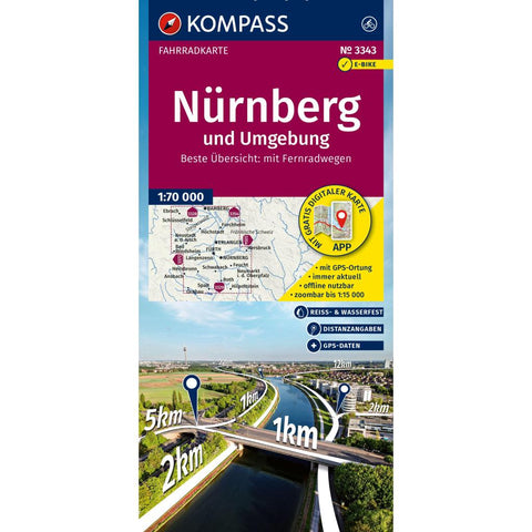 KOMPASS Fahrradkarte 3343 Nürnberg und Umgebung 1:70.000