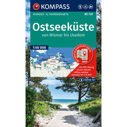 KOMPASS Wanderkarten-Set 739 Ostseeküste, von Wismar bis Usedom (3 Karten) 1:50.000