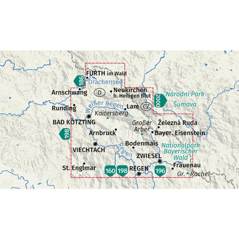 KOMPASS Wanderkarte 195 Nördlicher Bayerischer Wald 1:50.000