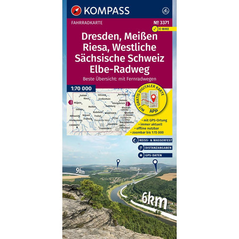 KOMPASS Fahrradkarte 3371 Dresden, Meißen, Westliche Sächsische Schweiz 1:70.000