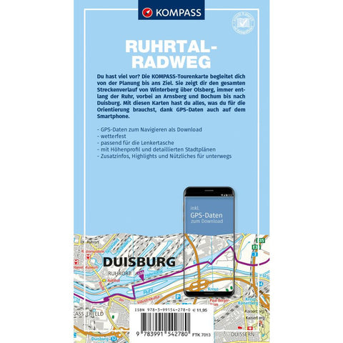 KOMPASS Fahrrad-Tourenkarte Ruhrtalradweg 1:50.000