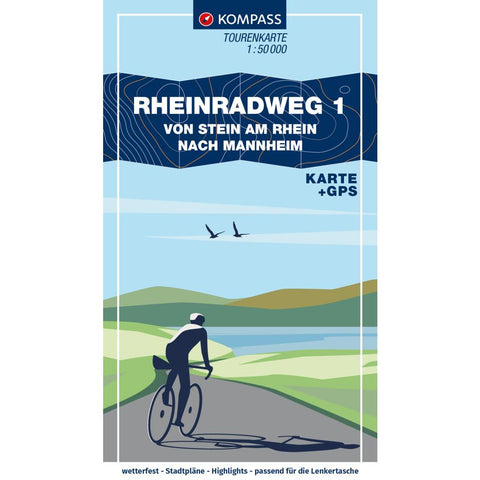 KOMPASS Fahrrad-Tourenkarte Rheinradweg 1 1:50.000
