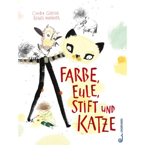 Farbe, Eule, Stift und Katze