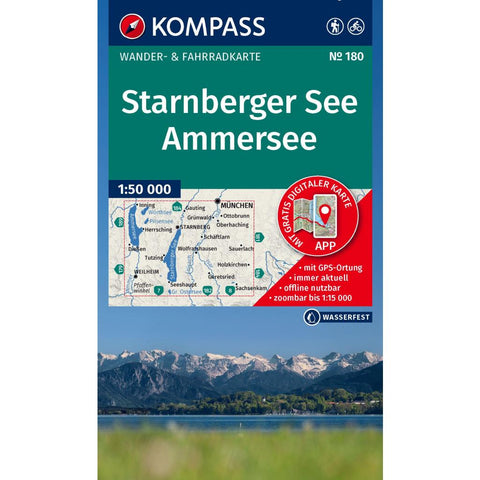 KOMPASS Wanderkarte 180 Starnberger See, Ammersee 1:50.000