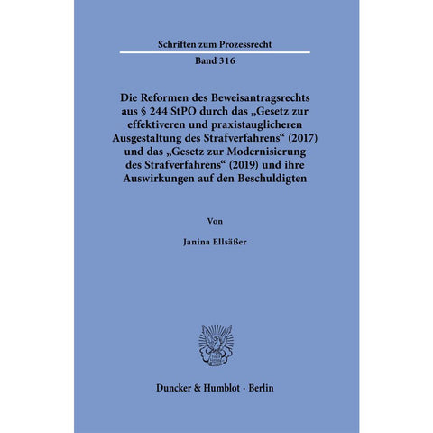 Ellsäßer, J: Reformen des Beweisantragsrechts aus § 244 StPO