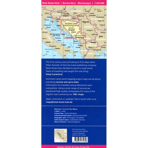 Reise Know-How Landkarte Bosnien-Herzegowina, Montenegro / Bosnia and Herzegovina, Montenegro (1:350.000)