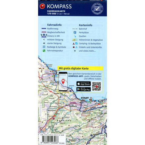KOMPASS Fahrradkarte 3345 Oberschwaben, Unterallgäu, Bregenz 1:70.000