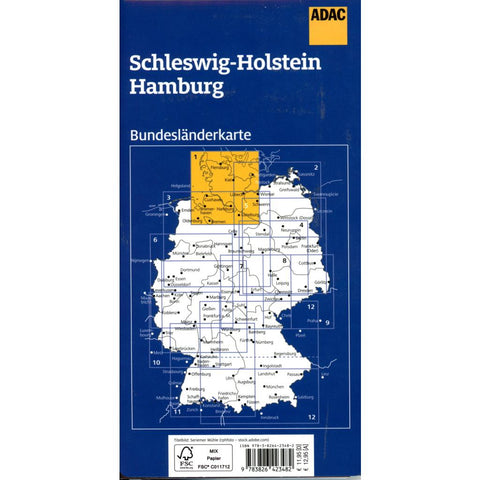 ADAC Bundesländerkarte Deutschland 01 Schleswig-Holstein 1:250.000