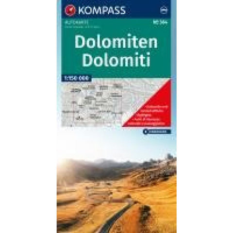 KOMPASS Autokarte und Panoramakarte Dolomiten / Dolomiti / Dolomites 1:150.000