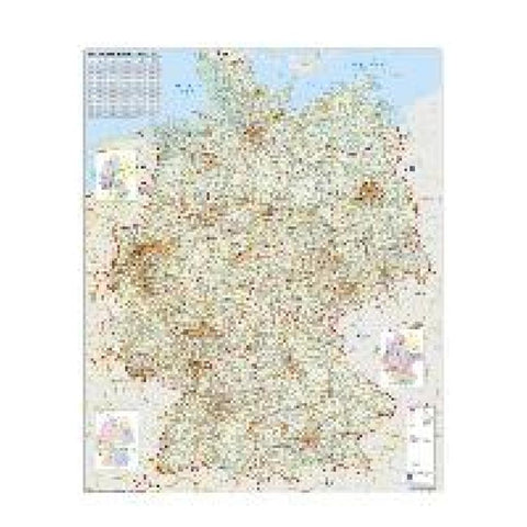 Verkehrswegekarte Deutschland. Wandkarte mit Metallbeleistung gerollt im Kunststoffrohr