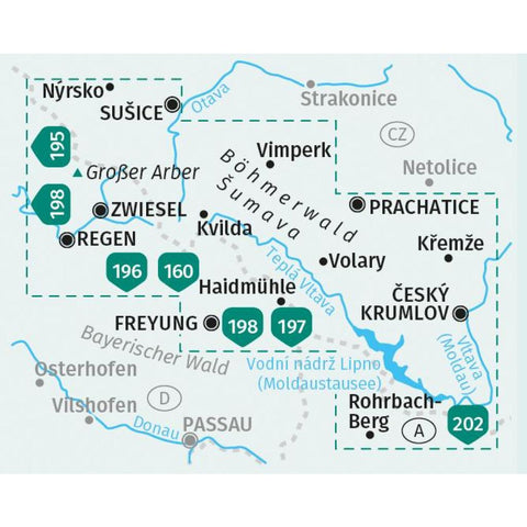 KOMPASS Wanderkarten-Set 2000 Böhmerwald, Sumava (2 Karten) 1:50.000