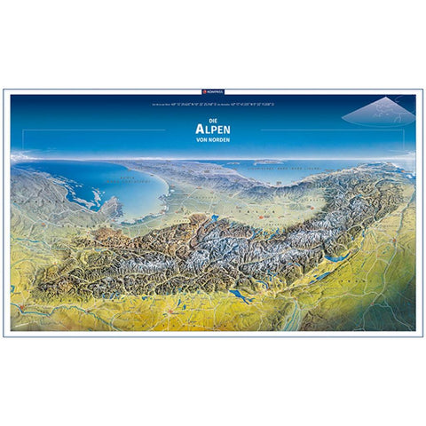 KOMPASS Panorama-Poster Die Alpen von Norden