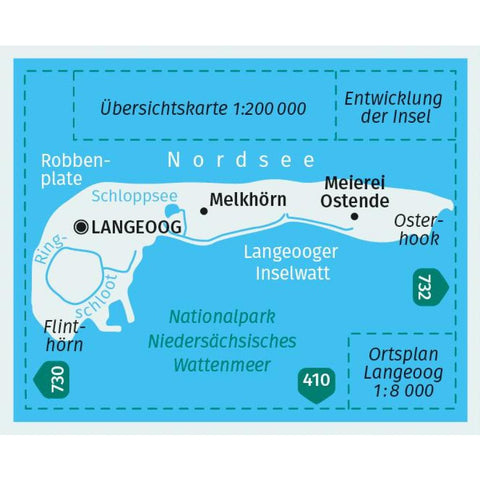 KOMPASS Wanderkarte 731 Langeoog im Nationalpark Niedersächsisches Wattenmeer 1:15.000