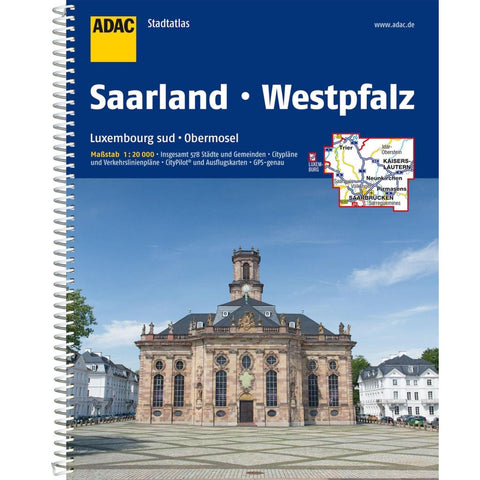 ADAC Stadtatlas Saarland, Westpfalz 1:20 000 mit Luxemburg Sud, Obermosel