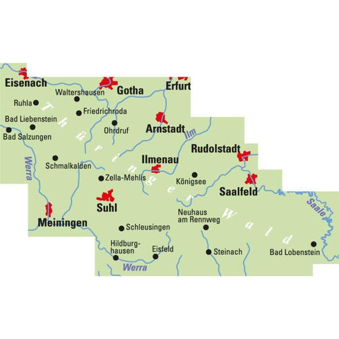 ADFC-Regionalkarte Traumhafte E-Bike-Touren im Thüringer Wald, 1:75.000, mit Tagestourenvorschlägen, reiß- und wetterfest, GPS-Tracks-Download