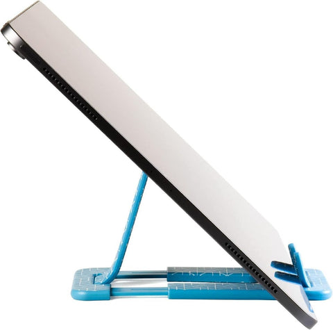Flexistand Pro (Blue Geometrical) | flexibler Tablethalter | für alle Handys und Tablets | superflach | stufenlos verstellbar | hochkant und quer | passt in jede Tasche | ideal für unterwegs