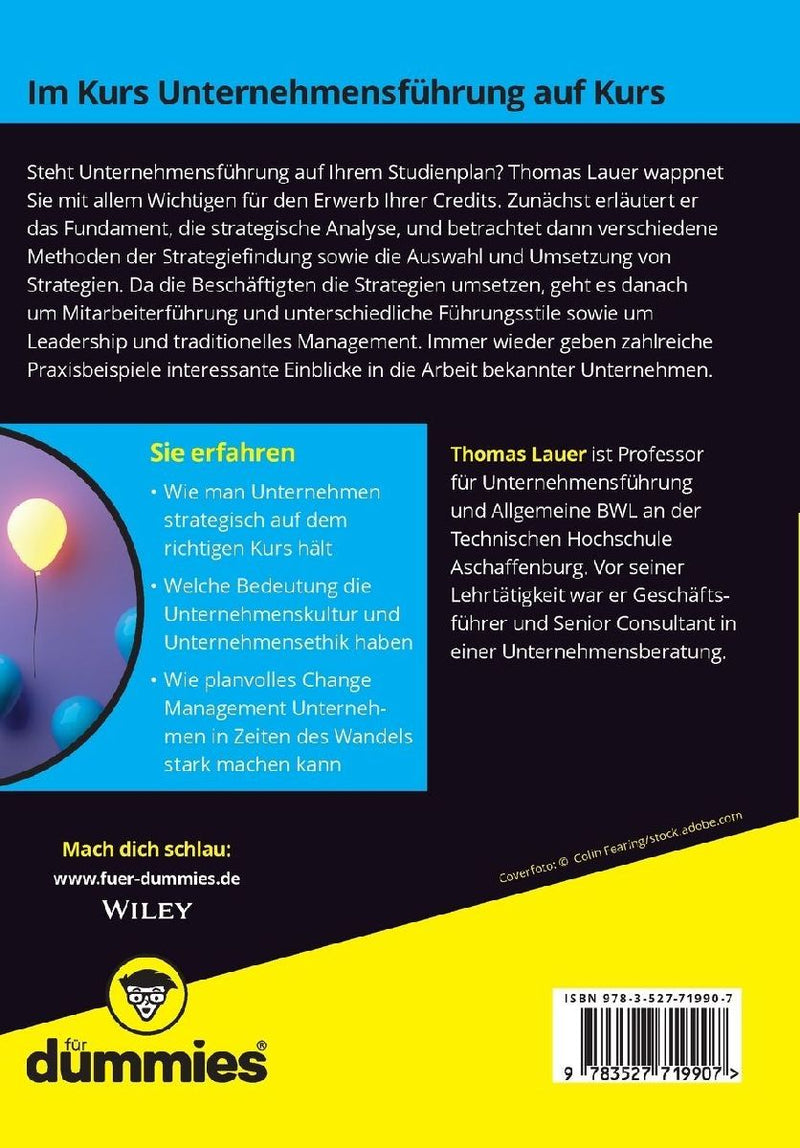 Unternehmensführung für Dummies (Rückseite)