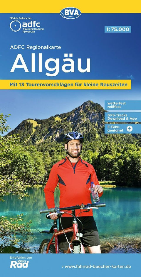 ADFC-Regionalkarte Allgäu 1:75.000, mit Tagestourenvorschlägen, reiß- und wetterfest, E-Bike-geeignet, GPS-Tracks-Download