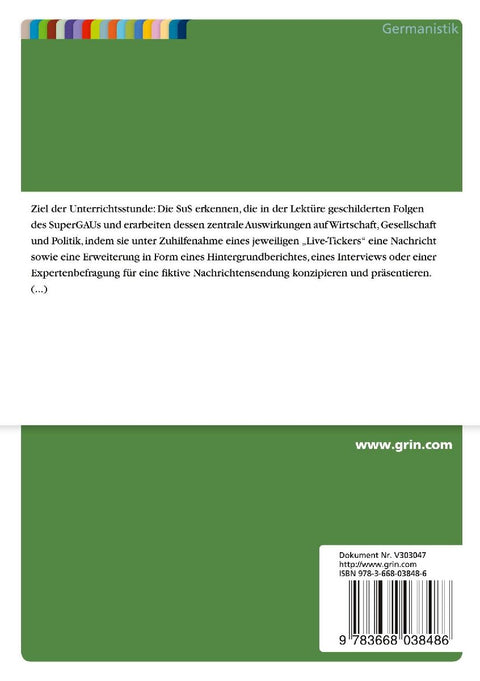 Eine Nachrichtensendung entwerfen. Auf Grundlage von "Die Wolke" von Gudrun Pausewang