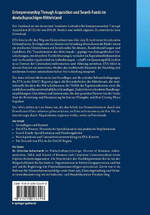 Entrepreneurship Through Acquisition und Search Funds im deutschsprachigen Mittelstand