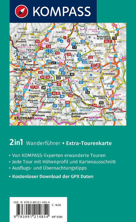 KOMPASS Wanderführer Hohenlohe, Mainhardter Wald, Löwensteiner und Ellwanger Berge, 55 Touren mit Extra-Tourenkarte