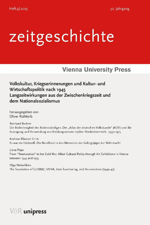 Volkskultur, Kriegserinnerungen und Kultur- und Wirtschaftspolitik nach 1945