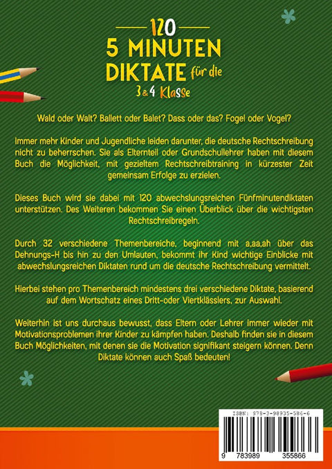 120 - 5 Minuten Diktate für die 3 & 4 Klasse
